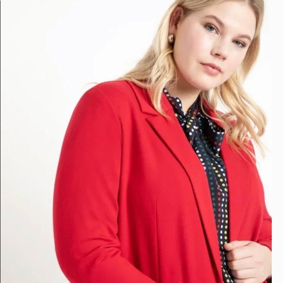 Eloquii Red Ponte Lined Blazer Plus Size 24 - Picture 2 of 7